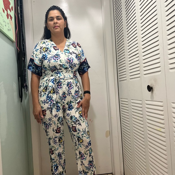 Jumpsuit off white floral blue - Picture 9 of 10